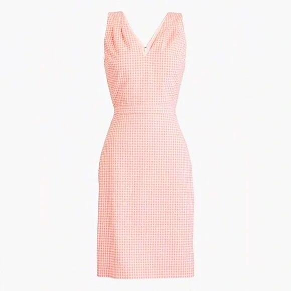 NWT J. Crew Size 0 V-Neck Seersucker Dress in Gingham Pink and White - Picture 1 of 8